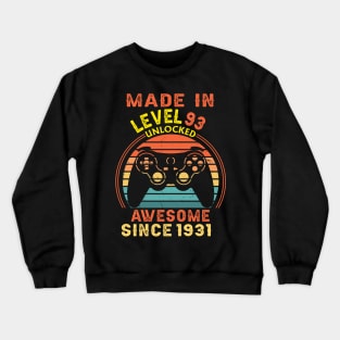 T4681931 Made In Level 93 Unlocked Awesome Since 1931 Crewneck Sweatshirt